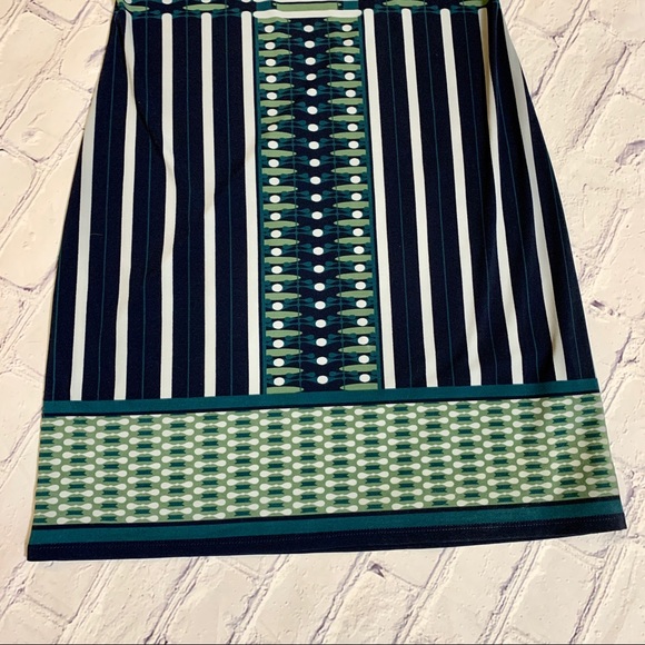 Polkadot Blue Green Mod Shift Dress 3/4 Sleeve - Picture 6 of 11